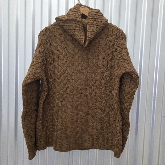 Cozy Brown Cable Knit Turtleneck Sweater - Picture 2 of 5
